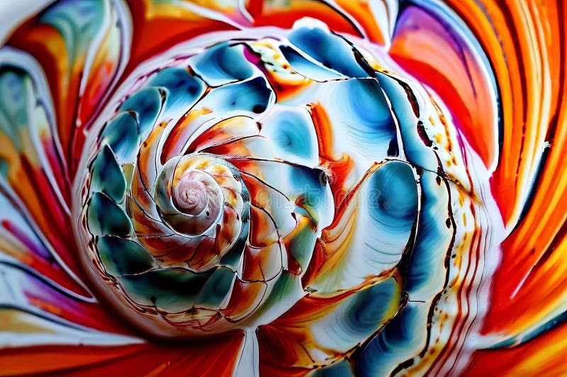 Seashell patterns a close up of a seashells surface painted in v stock illustration