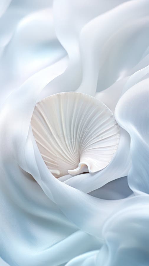 Seashell pearl white in soft diffused light on an airy fabric. royalty free illustration