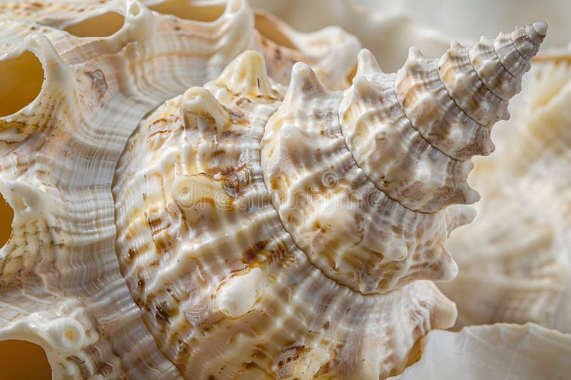 Seashell Spiral, Close-up View of a Unique Ocean Shell\'s Intricate Texture and Pattern, Revealing Nature\'s Artistic stock illustration