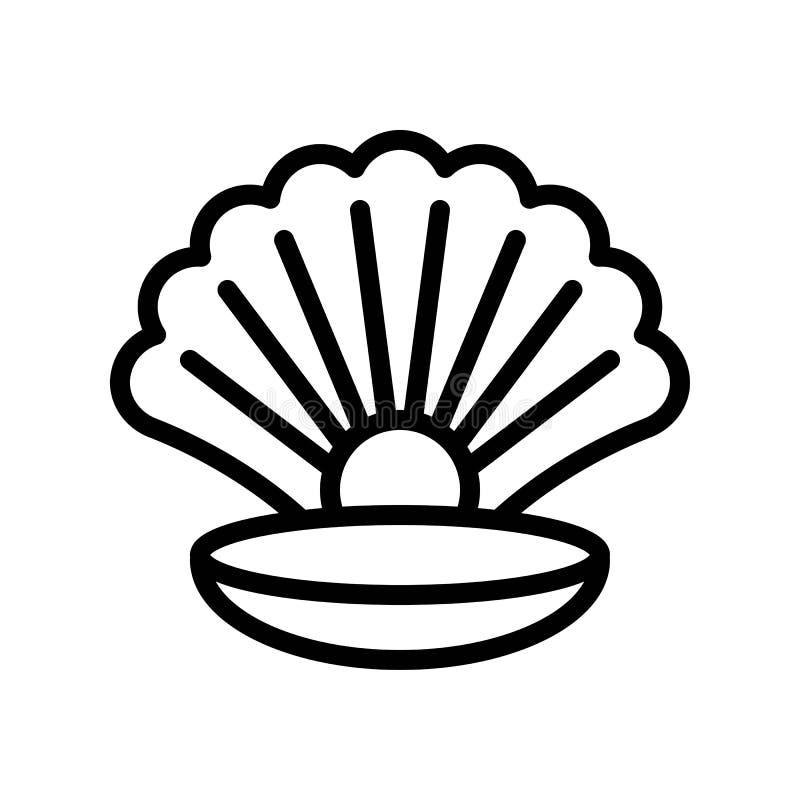 Seashell с вектором жемчуга, тропической родственной линией значком стиля иллюстрация штока Seashell с вектором жемчуга, тропической родственной линией значком стиля иллюстрация штока