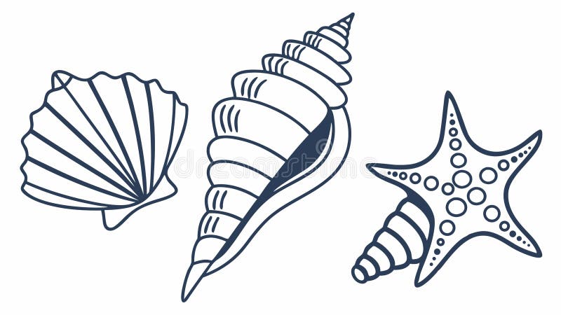 Seashells and Starfish Ocean Collection Vector, vector design Generative AI royalty free illustration