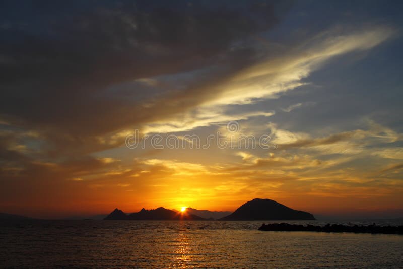 Seaside town of Bodrum and spectacular sunsets. Mugla, Turkey