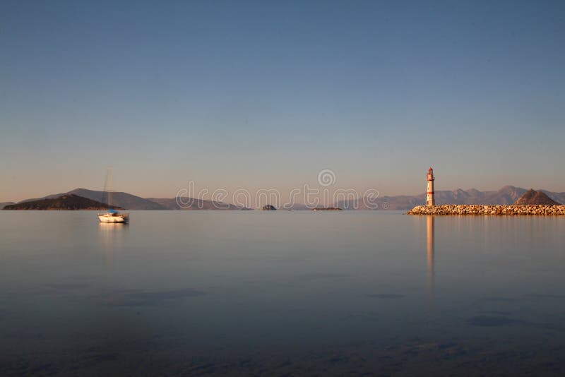 Seaside town of Turgutreis and Lighthouse