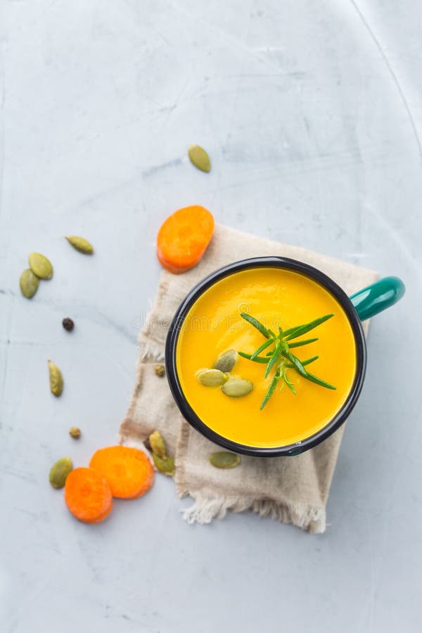 Seasonal Spicy Fall Autumn Creamy Pumpkin And Carrot Soup