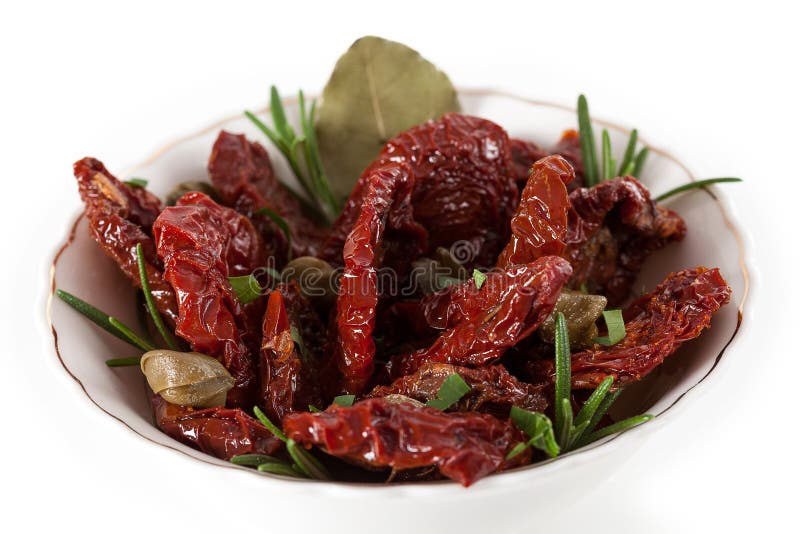 Seasoned tomatoes snack stock image
