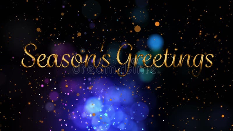 Seasons Greetings written in front of flickering lights