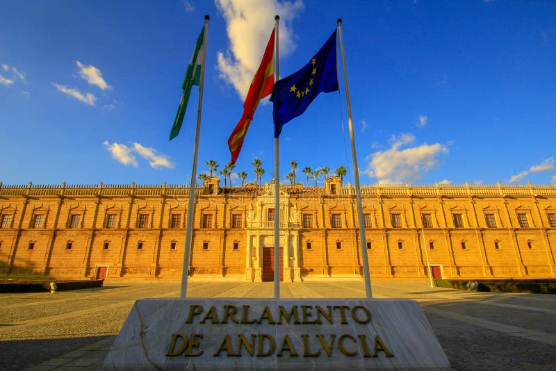 Sevilla, Spain, 20 Mai 2015. Parlament of Andalusia. Seville royalty free stock photo Sevilla, Spain, 20 Mai 2015. Parlament of Andalusia. Seville royalty free stock photo