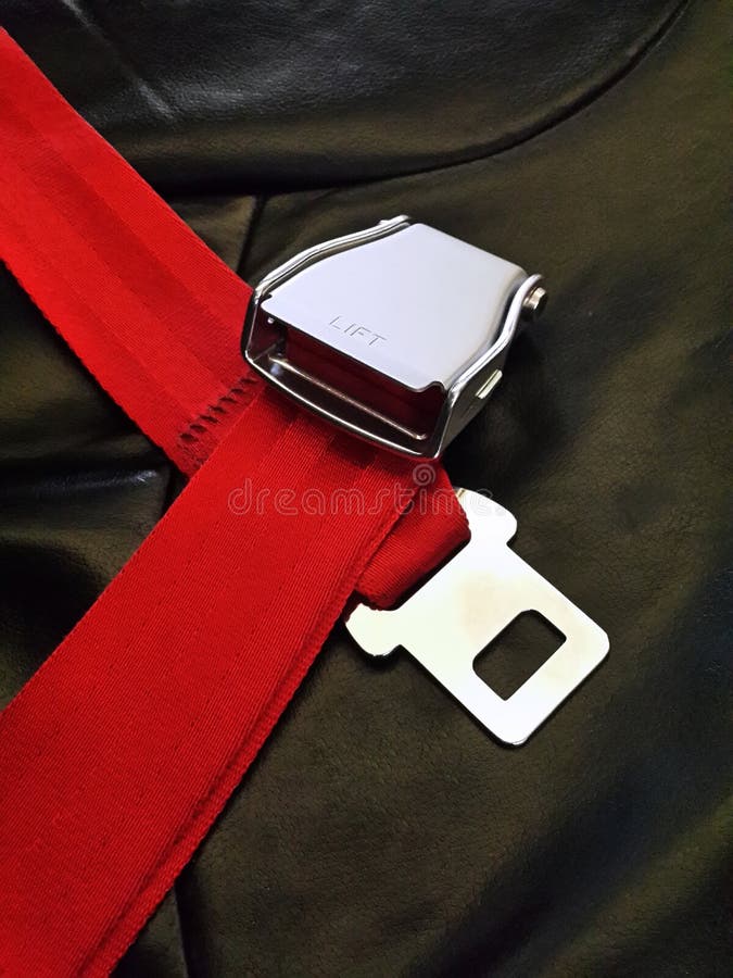 Red Seat Belt With A Fastener And The Lock Stock Image Image of