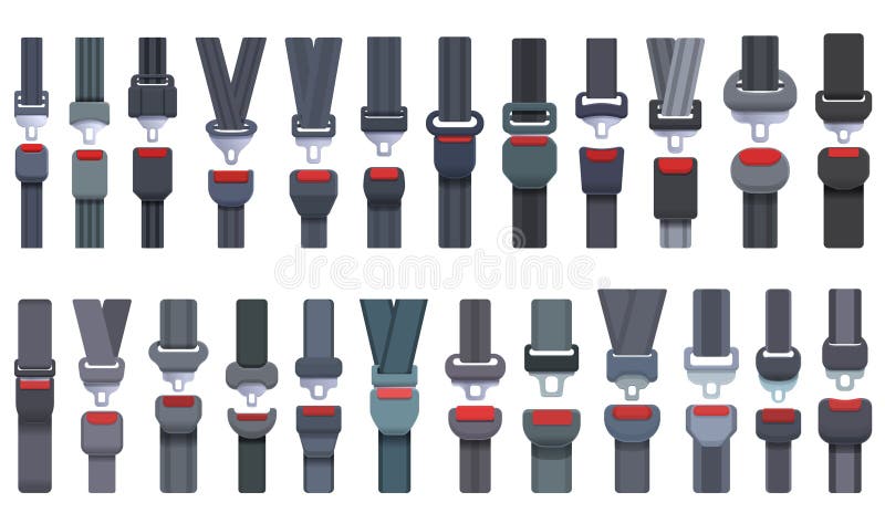 Seat Belts Icons Set Cartoon Vector. Safety Drive Stock Vector ...