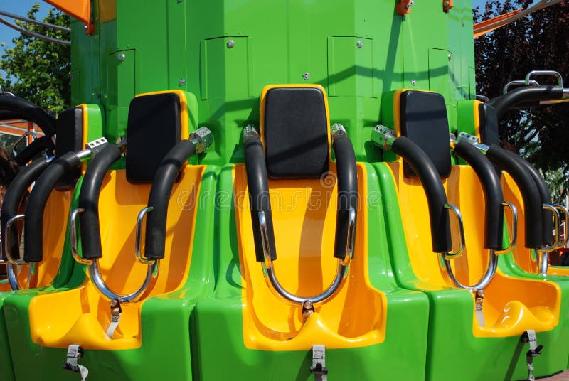 Seats of free fall tower stock photo. Image of excitement - 21740610