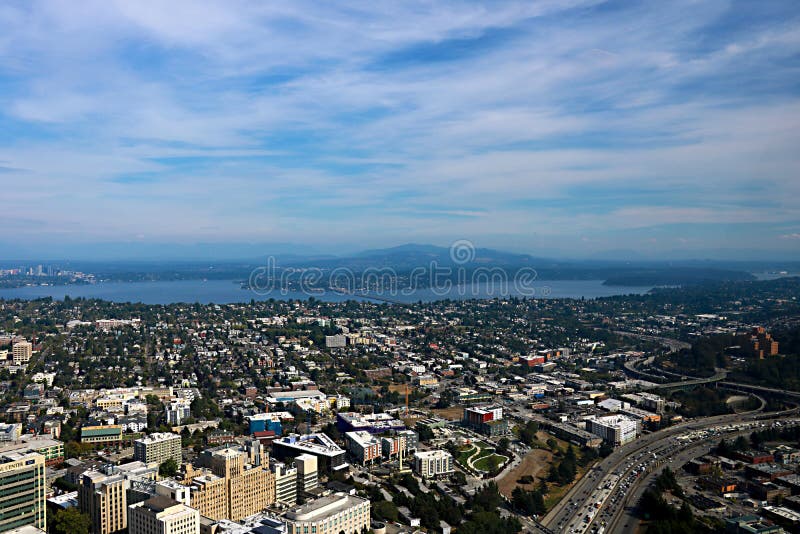 Seattle, Etats-Unis, le 30 août 2018 : Vue aérienne de ville de Seattle image stock Seattle, Etats-Unis, le 30 août 2018 : Vue aérienne de ville de Seattle image stock