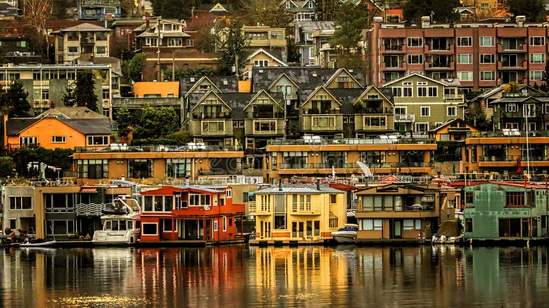 Seattle Południowy Jeziorny zjednoczenie przy wschodem słońca zdjęcia stock Seattle Południowy Jeziorny zjednoczenie przy wschodem słońca zdjęcia stock