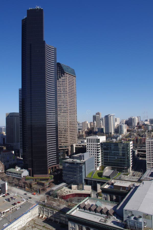 Seattle skyscrapers stock image. Image of glass, black - 30748479