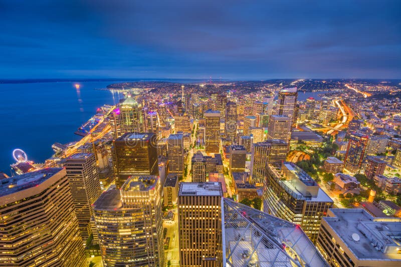 Seattle Washington Usa Aerial Skyline Stock Image Image Of