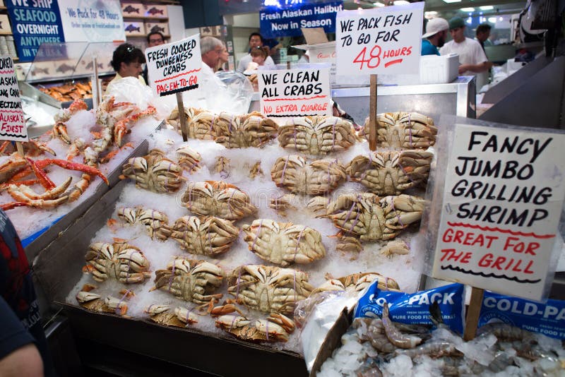 Seattle, Washington, USA - May 4, 2018: Pike Place Fish Market - famous market in Seattle stock photography Seattle, Washington, USA - May 4, 2018: Pike Place Fish Market - famous market in Seattle stock photography