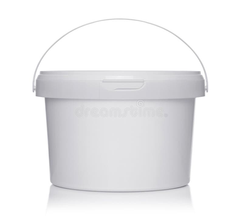 Seau en plastique blanc avec le couvercle sur un blanc photographie stock Seau en plastique blanc avec le couvercle sur un blanc photographie stock
