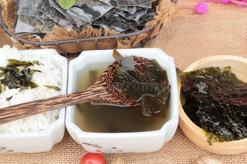 Seaweed Soup is Delicious and Dried Seaweed. Stock Image Image of