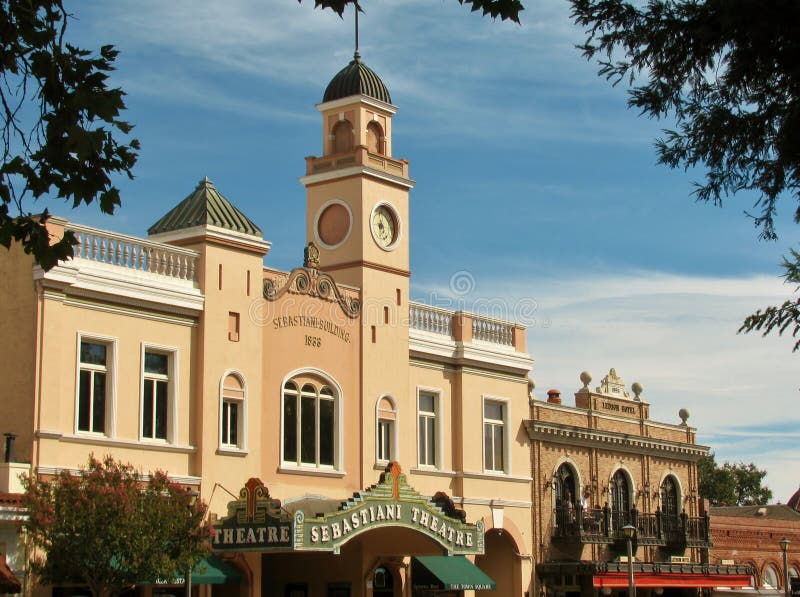 Sebastiani Theater in het centrum van Sonoma, Californië, VS royalty-vrije stock foto's