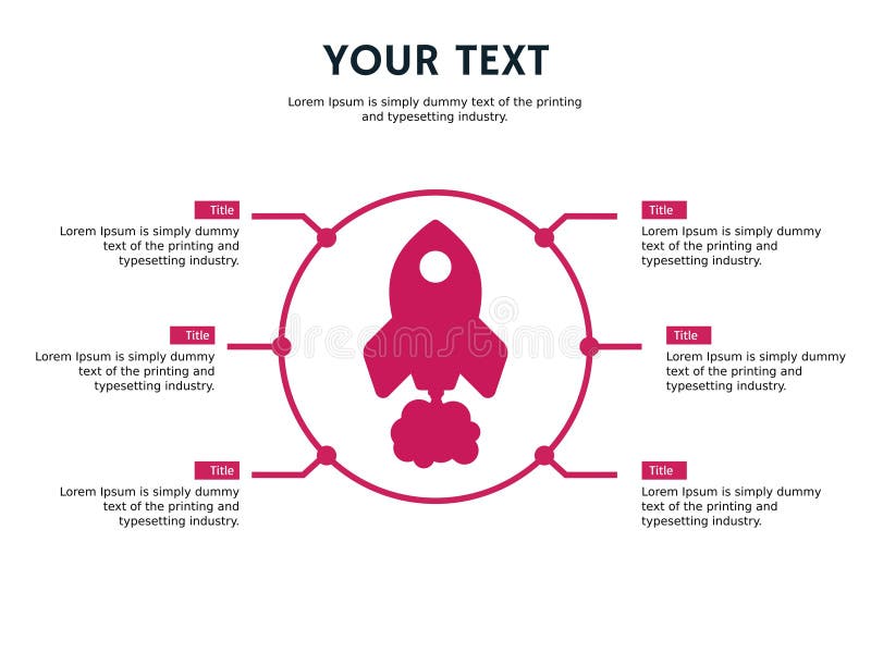 Sechs Element ppt und infographic Schablone mit Raketenthema vektor abbildung Sechs Element ppt und infographic Schablone mit Raketenthema vektor abbildung