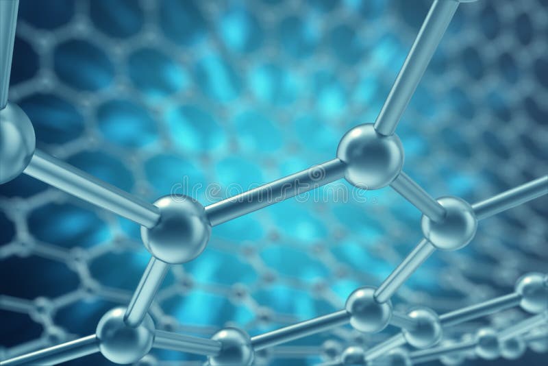 Sechseckige geometrische Formnahaufnahme der Wiedergabenanotechnologie, Konzeptgraphen-Atomstruktur, molekular vektor abbildung