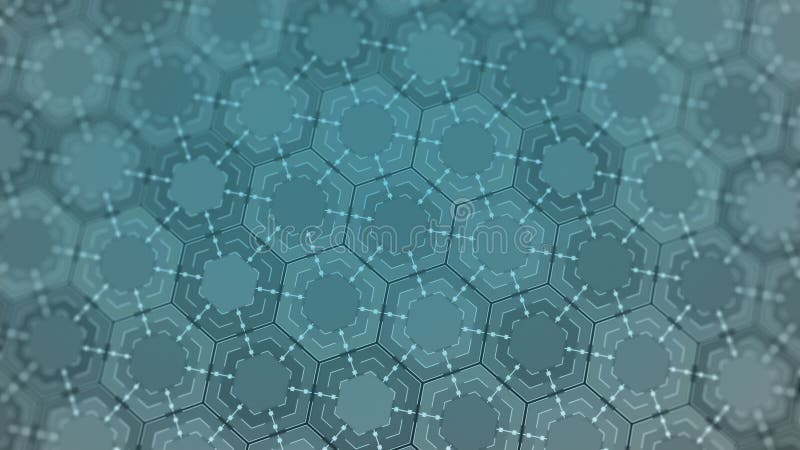 Sechseckige Ikonen Zusammenfassungs-Digital, schöne Animation 3d mit einer Schärfentiefe 4K stock abbildung