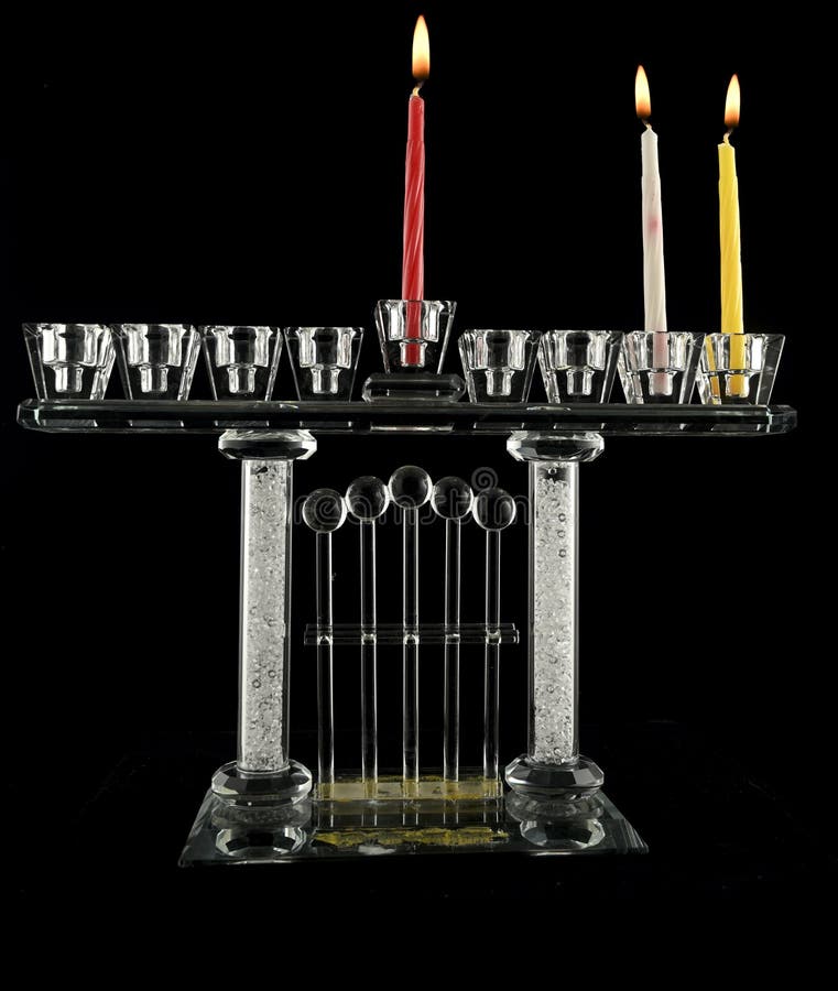 The Second Day Hanukkah Menorah Crystal Lamp Stock Image Image of