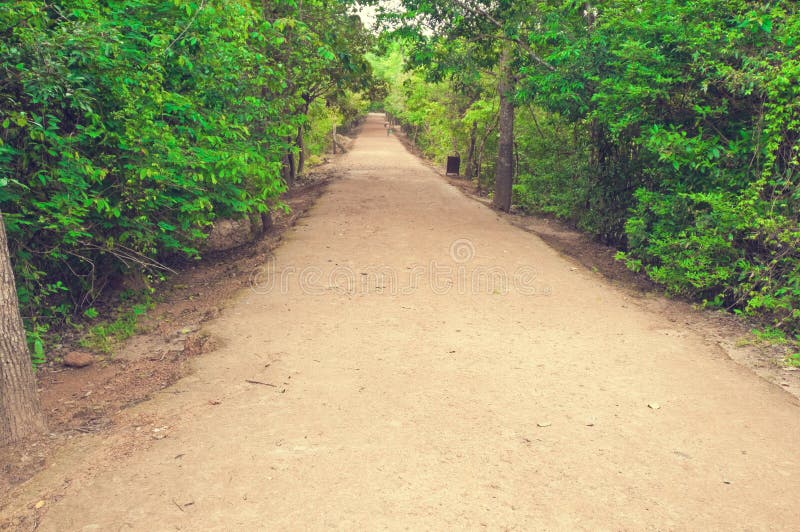 Secondary road path from Angkor`s temple.Cambodia