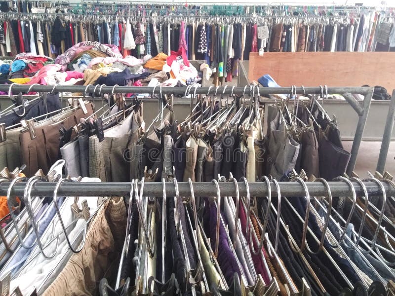 The Secondhand Clothes in the Market Stock Image Image of used, cheap