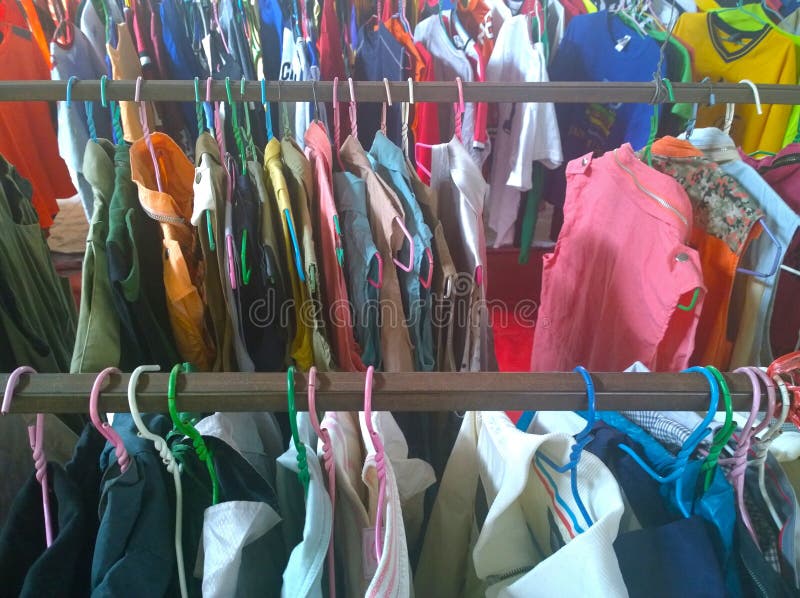 The Secondhand Clothes in the Market Stock Image Image of sell