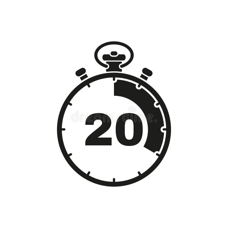 The 20 Seconds, Minutes Stopwatch Icon. Clock and Watch, Timer, Countdown Symbol. UI. Web. Logo. Sign. Flat Design. App. Stock Vector - Illustration finish, interval: 79808311