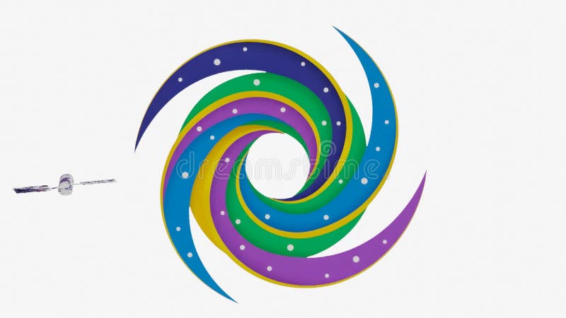 0 seconds seamless loading animation of satellite orbiting a colorful cosmic space spiral royalty free illustration