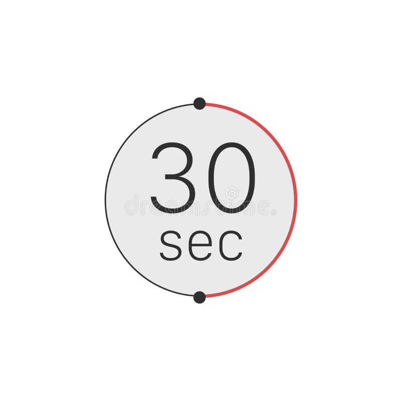 30 Seconds Timer, Stopwatch or Countdown Icon. Time Measure. Chronometr