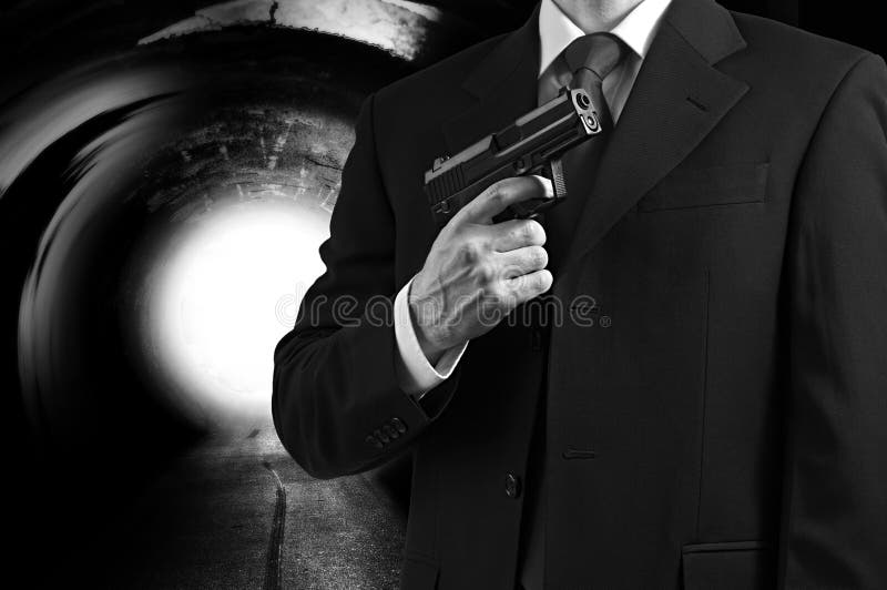 Secret Spy Agent with a Gun Stock Image - Image of businessman, grayscale: 29727813 Secret Spy Agent with a Gun Stock Image - Image of businessman, grayscale: 29727813