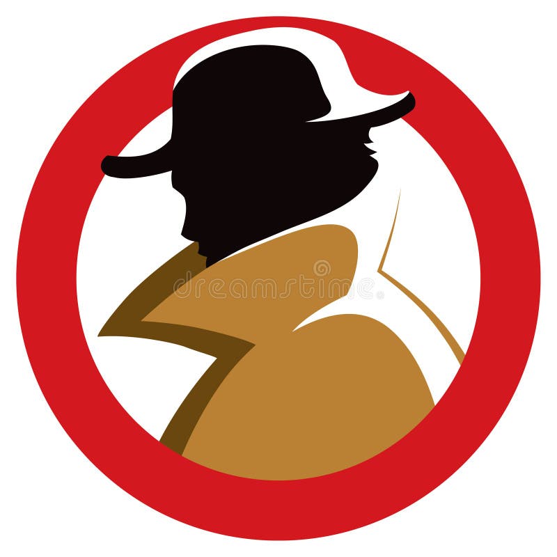 A Silhouette of a secret agent with hat and trench coat. A Silhouette of a secret agent with hat and trench coat