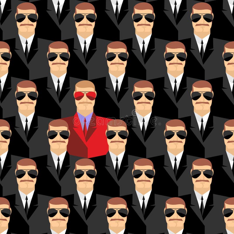 Secret agents. A spy among agents. Seamless pattern pepople