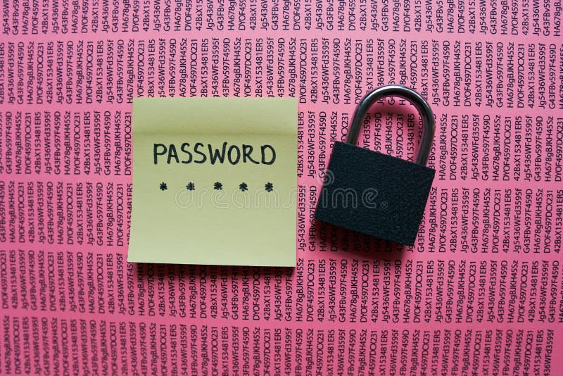 Secret Password Written On Paper Note On Background. Login Access