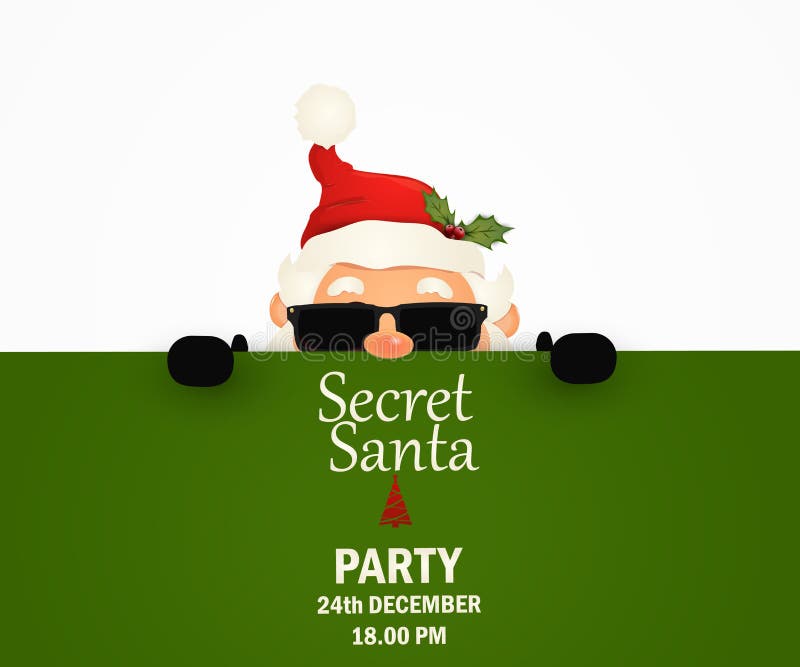 Secret Santa Claus Invitation Background Standing Behind a Blank Sign,  Showing on Big Blank Sign. Cartoon Santa Claus Stock Vector - Illustration  of present, celebrate: 167200602