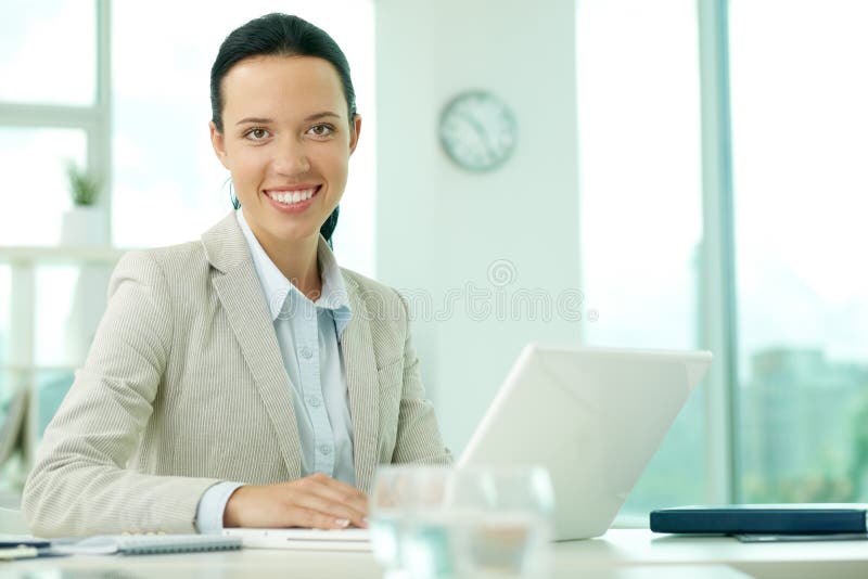 Secretary at work stock photo. Image of brunette, female - 26717468