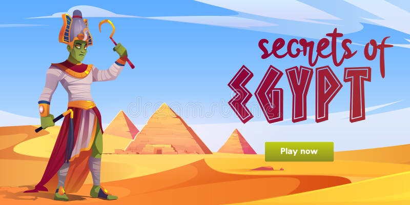Secretos de egipto ordenador interfaz de juegos con ra ilustración del vector