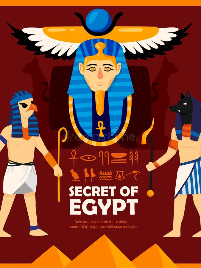 Secrets of Egypt Poster stock vector. Illustration of ancient 156895033