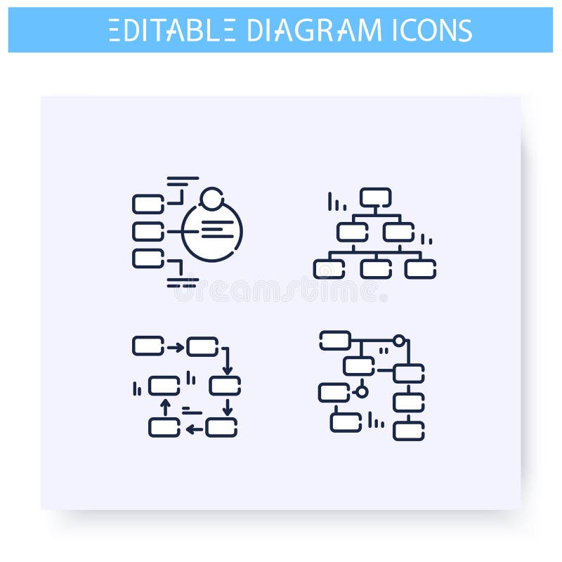 Section Diagram Types Line Icons Set. Editable Stock Vector