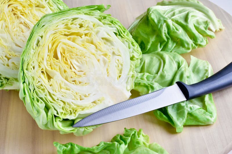 Section of fresh head of cabbage