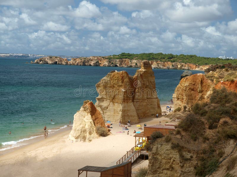 The idyllic Praia de Rocha beach on the Algarve region. stock photo The idyllic Praia de Rocha beach on the Algarve region. stock photo