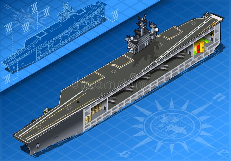 Section of Isometric Aircraft Carrier in Front View stock illustration Section of Isometric Aircraft Carrier in Front View stock illustration
