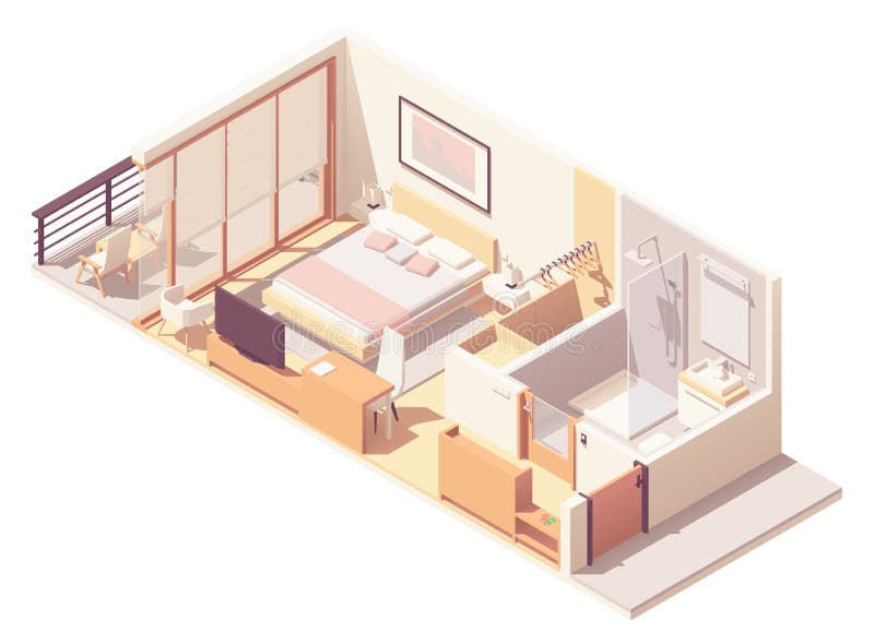 Section transversale isométrique de chambre d'hôtel de vecteur illustration de vecteur Section transversale isométrique de chambre d'hôtel de vecteur illustration de vecteur