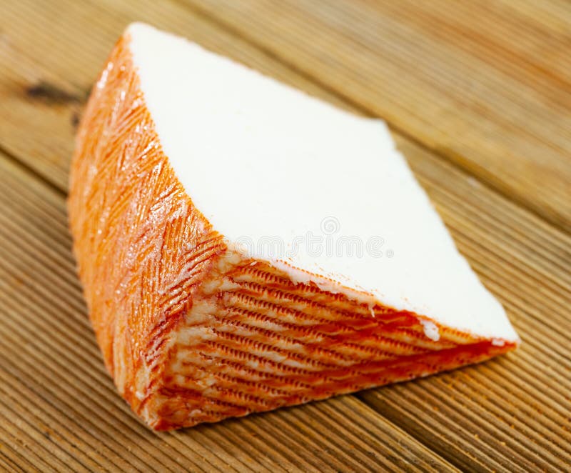 Sector of Spanish Cheese on Wood Surface Stock Photo Image of diet