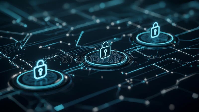 Secure cloud computing concept with a light background and locks. royalty free stock photography