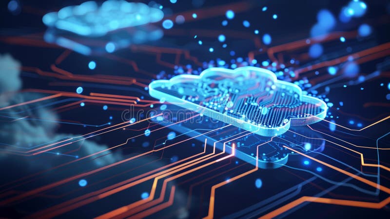 Secure Cloud Computing on Digital Circuit Pattern royalty free stock photo