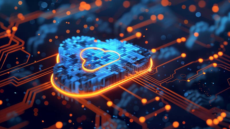 Secure Cloud Computing on Digital Circuit Pattern royalty free stock image