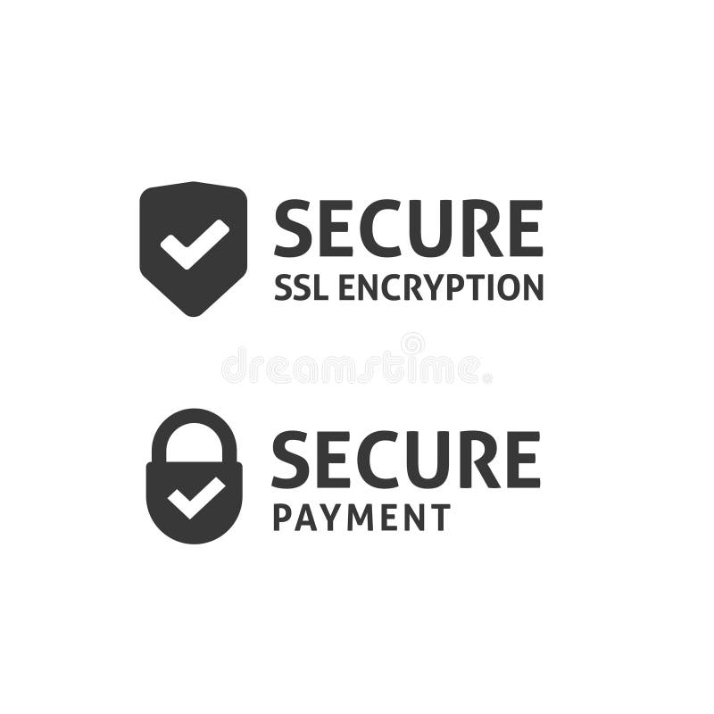 Secure connection icon, secured ssl shield, protected payment, safe data stock illustration
